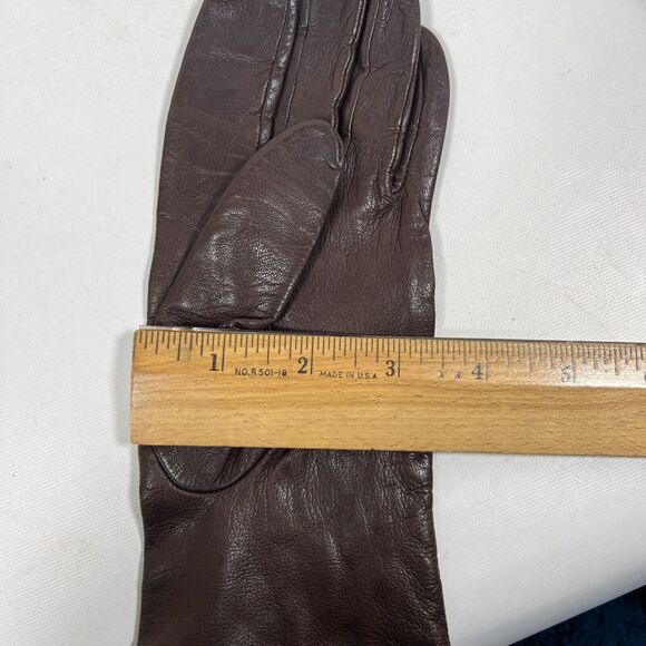 LORD & TAYLOR Gloves Womens 7.5 Leather Antron Lined Warmer Winter Brown - Picture 11 of 11
